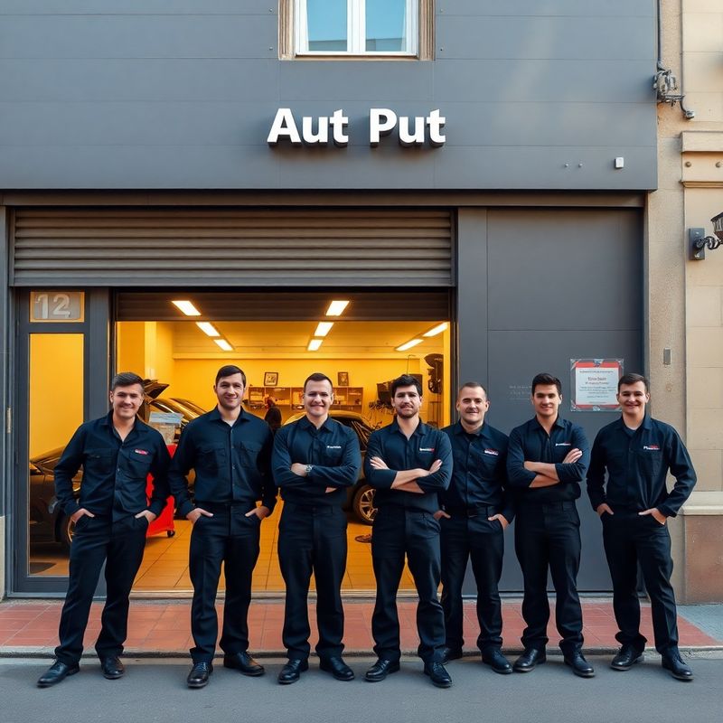 The Travelpathz team of seven technicians outside their Málaga workshop